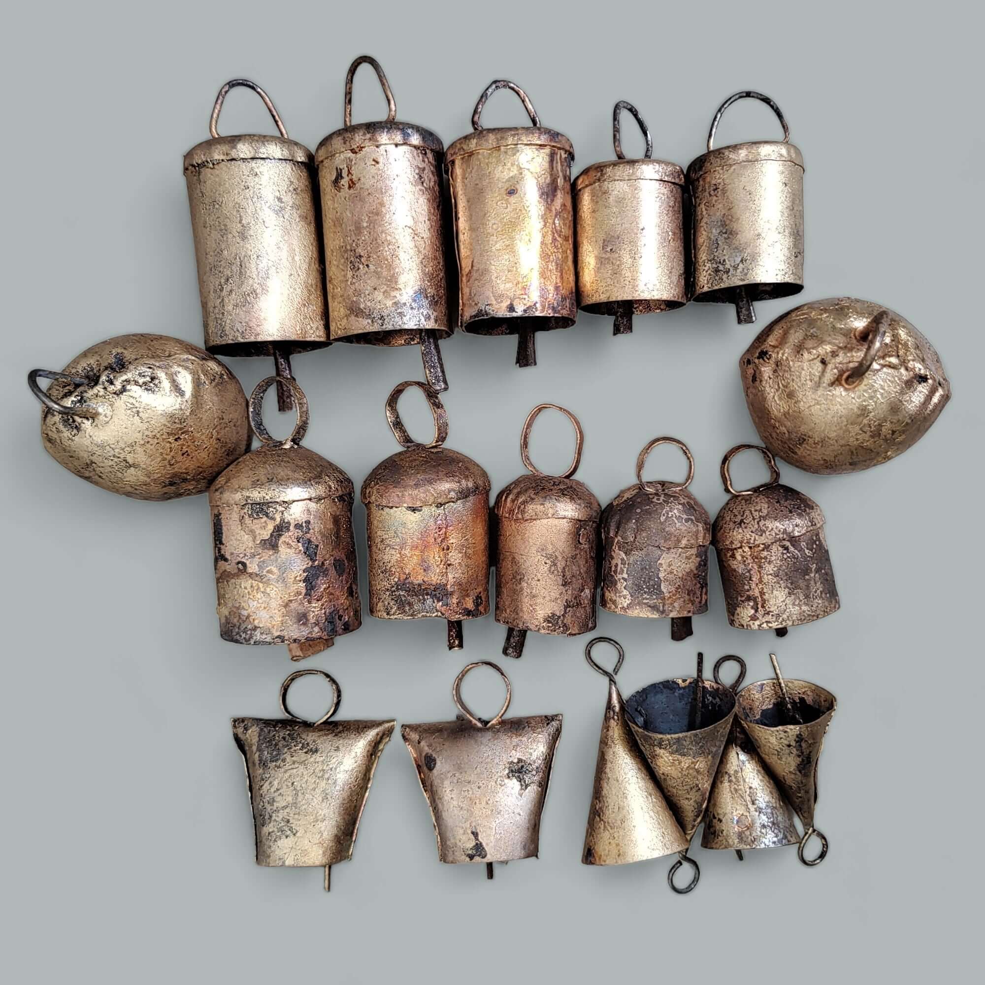Mini Cow Bells Brass Gold